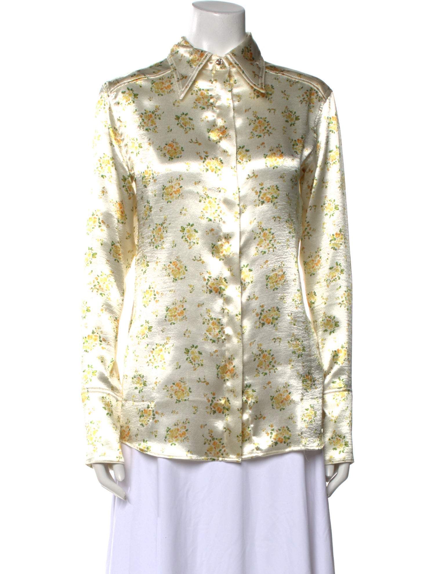 Acne Studios Floral Print Long Sleeve Button-Up Top